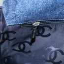 CHANEL Clutch Bag Denim Blue Silver CC Auth 178770SAV-20