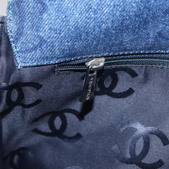 CHANEL Clutch Bag Denim Blue Silver CC Auth 178770SAV
