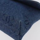 CHANEL Clutch Bag Denim Blue Silver CC Auth 178770SAV-9