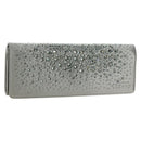 GUCCI Clutch Bag Satin Silver Gold Auth 178778V-1