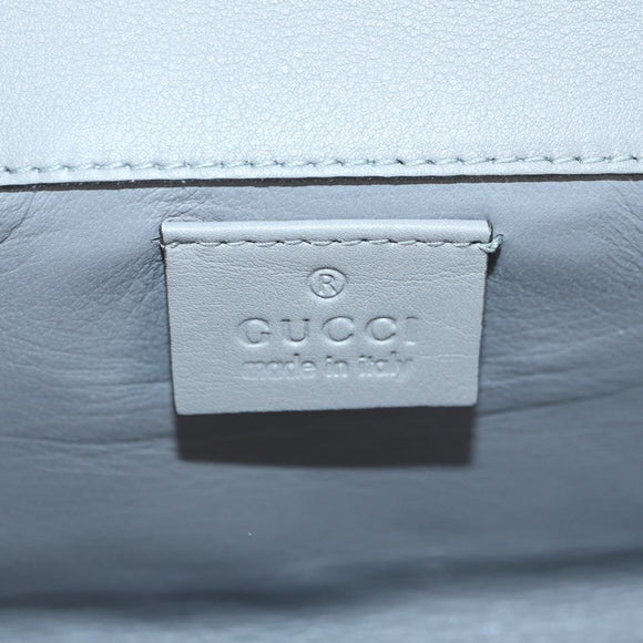 GUCCI Clutch Bag Satin Silver Gold Auth 178778V