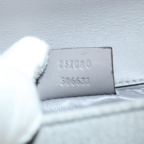 GUCCI Clutch Bag Satin Silver Gold Auth 178778V