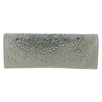 GUCCI Clutch Bag Satin Silver Gold Auth 178778V - 0