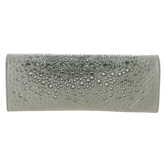 GUCCI Clutch Bag Satin Silver Gold Auth 178778V