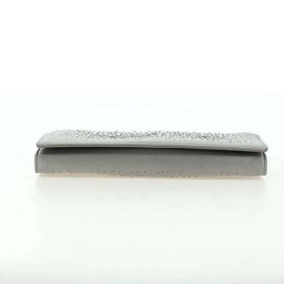 GUCCI Clutch Bag Satin Silver Gold Auth 178778V