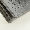 GUCCI Clutch Bag Satin Silver Gold Auth 178778V-7