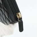CHANEL Matelasse Boy Chanel Long Wallet Lamb Skin Black Gold CC Auth 178780A-12