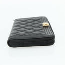 CHANEL Matelasse Boy Chanel Long Wallet Lamb Skin Black Gold CC Auth 178780A-5