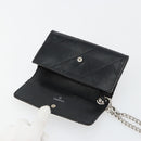 CHANEL Matelasse Chain Wallet Patent leather Black Silver CC Auth 178781A-14
