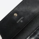 CHANEL Matelasse Chain Wallet Patent leather Black Silver CC Auth 178781A-15