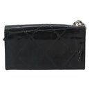 CHANEL Matelasse Chain Wallet Patent leather Black Silver CC Auth 178781A-3