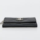 CHANEL Matelasse Chain Wallet Patent leather Black Silver CC Auth 178781A-7