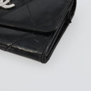 CHANEL Matelasse Chain Wallet Patent leather Black Silver CC Auth 178781A-8