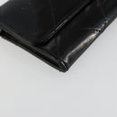 CHANEL Matelasse Chain Wallet Patent leather Black Silver CC Auth 178781A-9