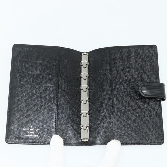 LOUIS VUITTON Epi Agenda PM Day Planner Cover Black R20092 LV Auth 178785A