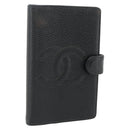 CHANEL Day Planner Cover Caviar Skin Black Gold CC Auth 178788A-1