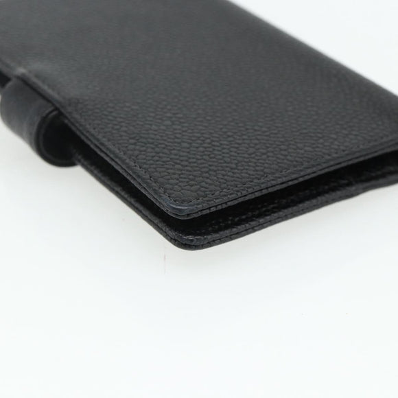 CHANEL Day Planner Cover Caviar Skin Black Gold CC Auth 178788A