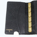 CHANEL Day Planner Cover Caviar Skin Black Gold CC Auth 178788A-18