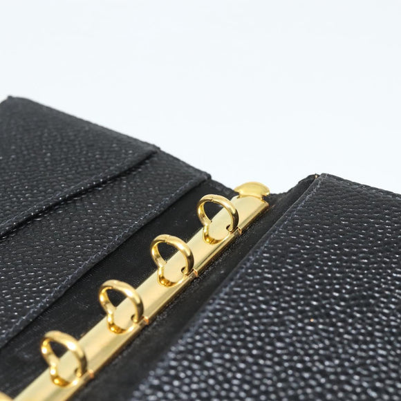 CHANEL Day Planner Cover Caviar Skin Black Gold CC Auth 178788A