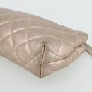 CHANEL Matelasse Pouch Lamb Skin Pink Silver CC Auth 178791A-10