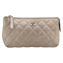CHANEL Matelasse Pouch Lamb Skin Pink Silver CC Auth 178791A-2