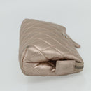 CHANEL Matelasse Pouch Lamb Skin Pink Silver CC Auth 178791A-5