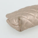 CHANEL Matelasse Pouch Lamb Skin Pink Silver CC Auth 178791A-9