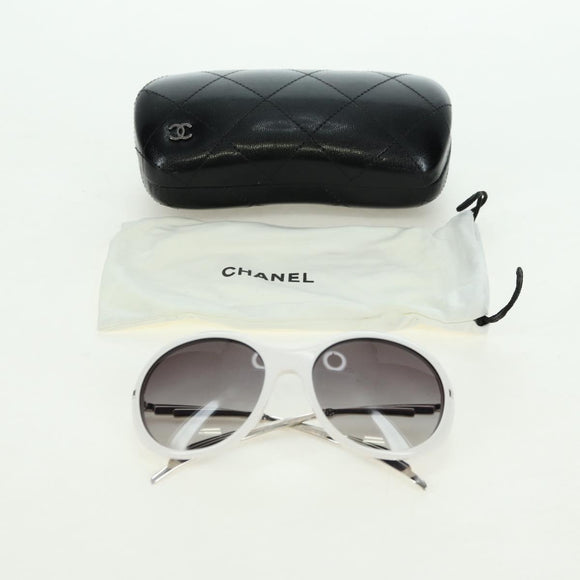 CHANEL COCO Mark Sunglasses plastic White CC Auth 178794M