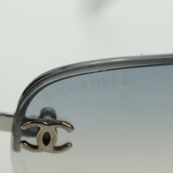 CHANEL COCO Mark Sunglasses metal Silver CC Auth 178795V