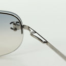 CHANEL COCO Mark Sunglasses metal Silver CC Auth 178795V-18