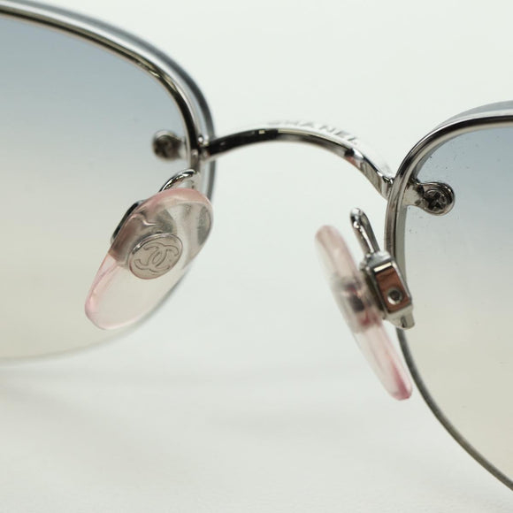 CHANEL COCO Mark Sunglasses metal Silver CC Auth 178795V