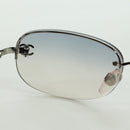 CHANEL COCO Mark Sunglasses metal Silver CC Auth 178795V-21