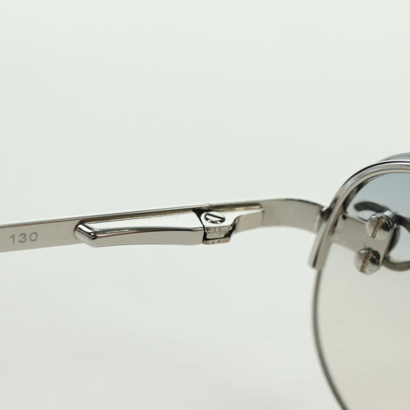 CHANEL COCO Mark Sunglasses metal Silver CC Auth 178795V