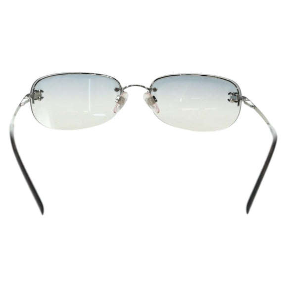 CHANEL COCO Mark Sunglasses metal Silver CC Auth 178795V