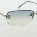 CHANEL COCO Mark Sunglasses metal Silver CC Auth 178795V-8
