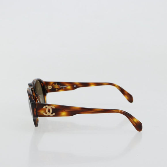 CHANEL COCO Mark Sunglasses plastic Brown CC Auth 178796