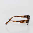 CHANEL COCO Mark Sunglasses plastic Brown CC Auth 178796-5