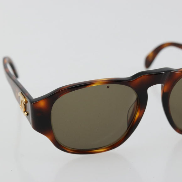 CHANEL COCO Mark Sunglasses plastic Brown CC Auth 178796