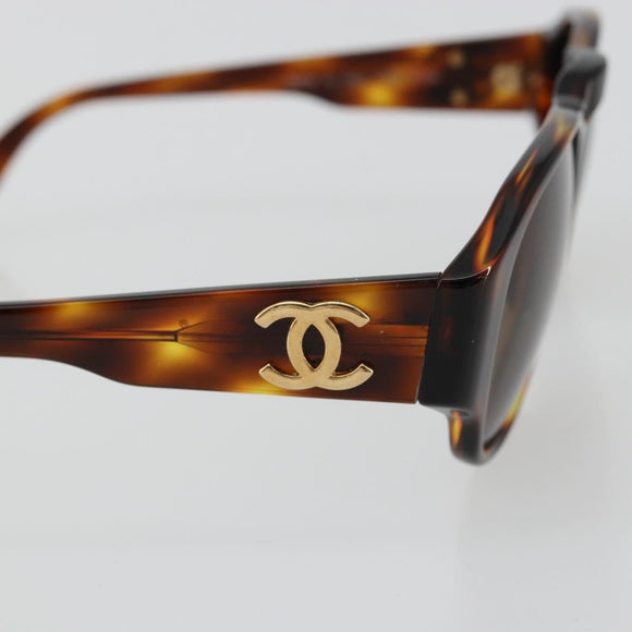 CHANEL COCO Mark Sunglasses plastic Brown CC Auth 178796
