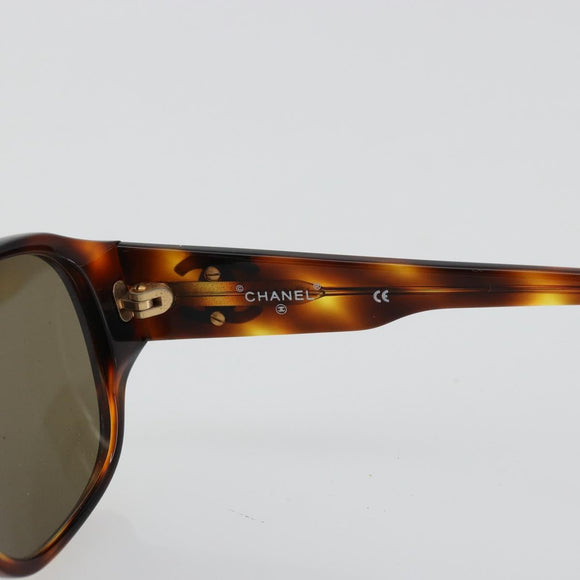CHANEL COCO Mark Sunglasses plastic Brown CC Auth 178796