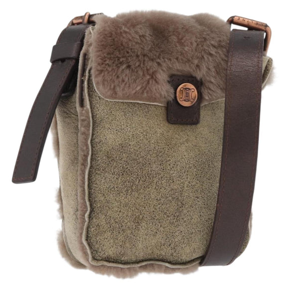 CELINE Shoulder Bag Mouton Brown Auth 178798A