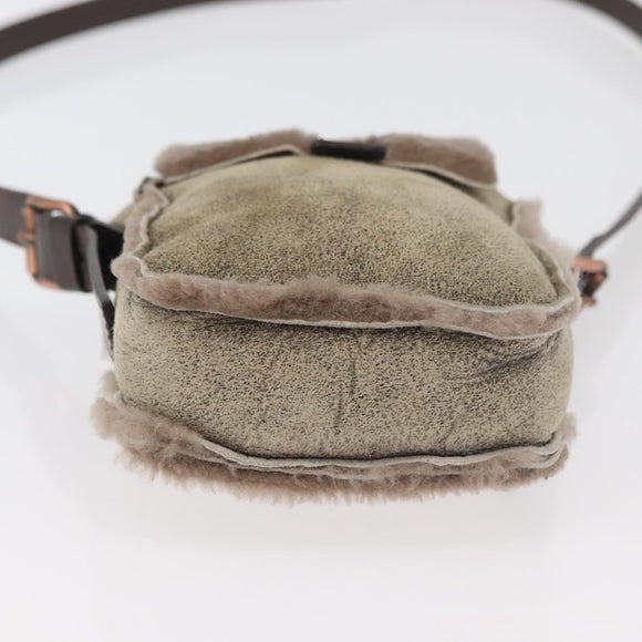 CELINE Shoulder Bag Mouton Brown Auth 178798A