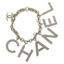 CHANEL Logo Bracelet metal Champagne Gold CC Auth 178800SM-1