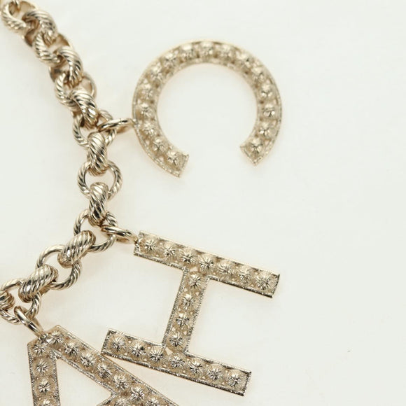 CHANEL Logo Bracelet metal Champagne Gold CC Auth 178800SM
