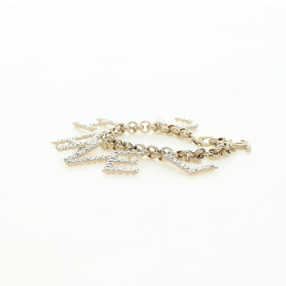 CHANEL Logo Bracelet metal Champagne Gold CC Auth 178800SM