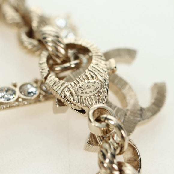 CHANEL Logo Bracelet metal Champagne Gold CC Auth 178800SM