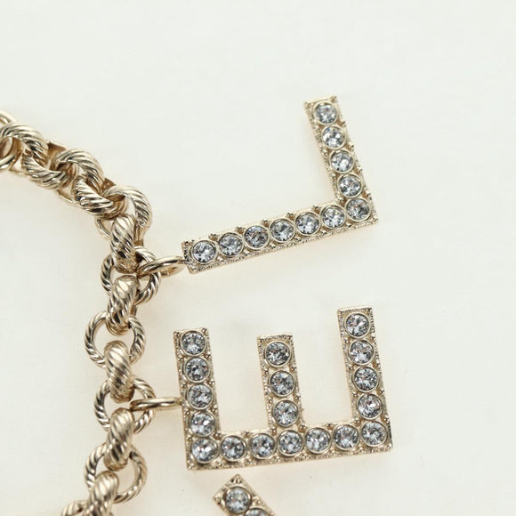 CHANEL Logo Bracelet metal Champagne Gold CC Auth 178800SM