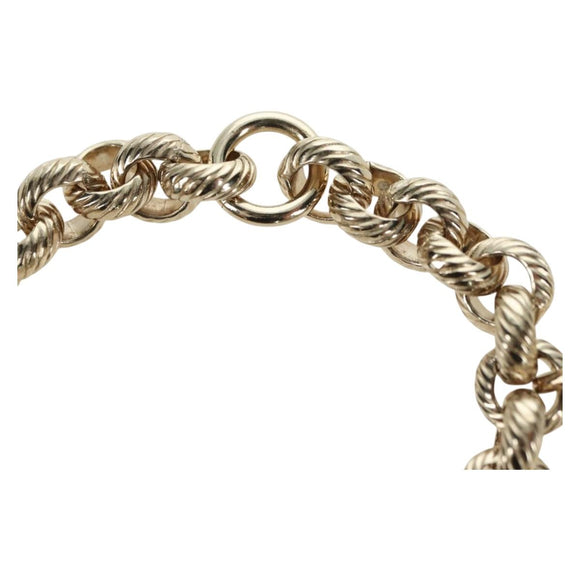 CHANEL Logo Bracelet metal Champagne Gold CC Auth 178800SM