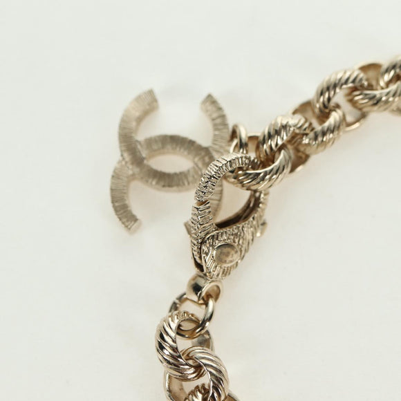 CHANEL Logo Bracelet metal Champagne Gold CC Auth 178800SM