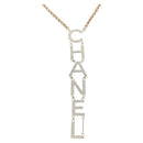 CHANEL Logo Necklace metal Champagne Gold CC Auth 178801SM-1